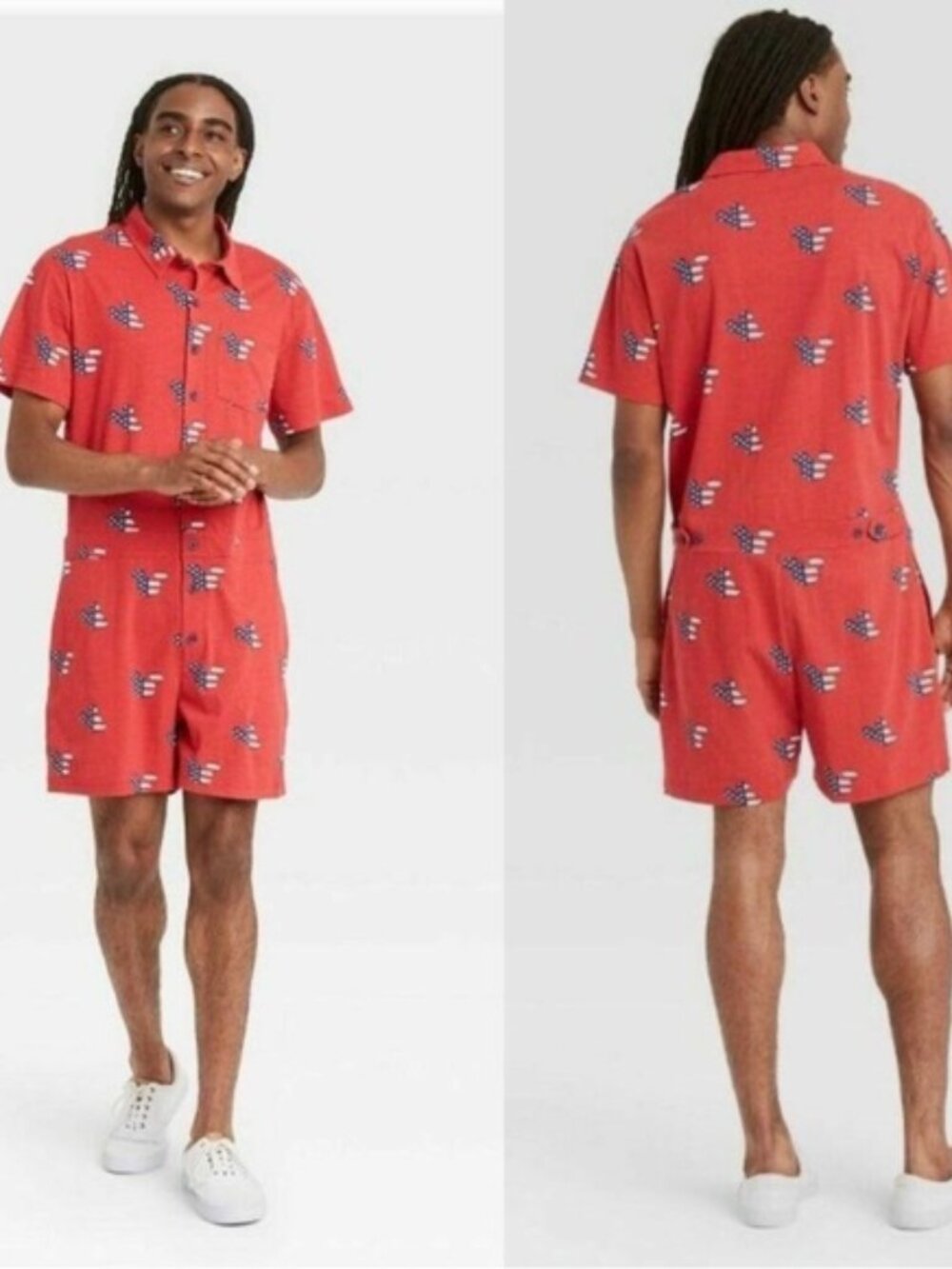 Disney | Mickey Mouse American Flag Adult Romper Bodysuit | Size Small